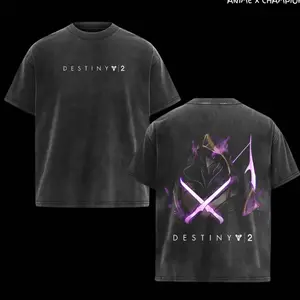 Destiny 2 Vintage Washed Tee – Oversized Graphic T-Shirt, Heavyweight Retro Cotton Streetwear, Perfect Gift for Fans of Movies, TV Shows, Art, and Iconic Sci-Fi Poster Collections Y