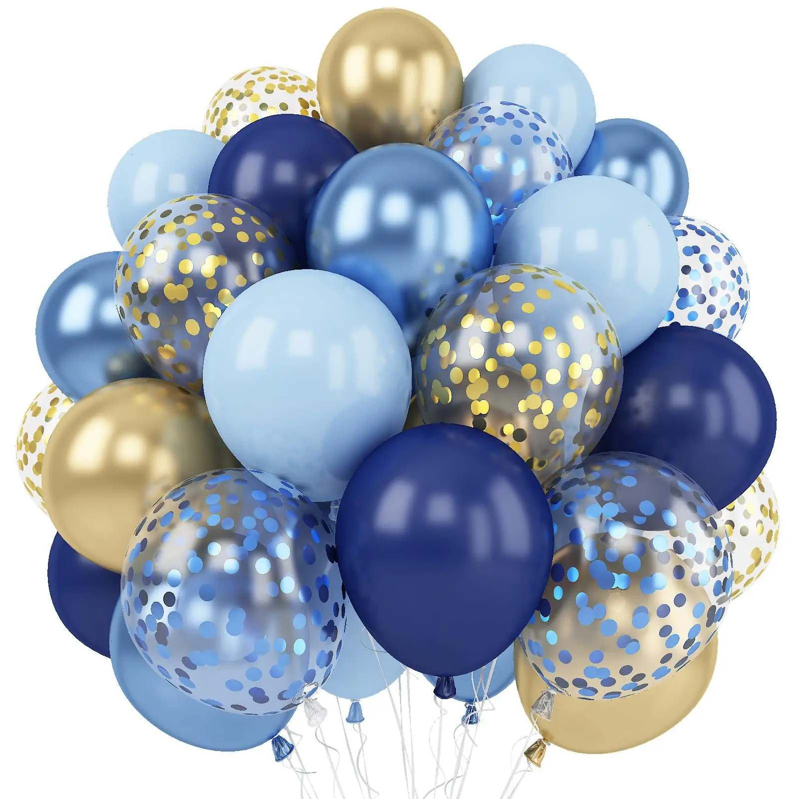 Navy Blue Gold Balloon, 60 Pack 12-Inch Metallic Blue & Macaron Blue Balloons