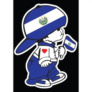 El Salvador Boy Decal Car Window Vinyl Sticker El Salvador flag with boy Sticker Monito Salvadoriandecal