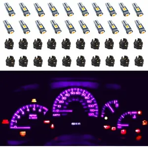 74 Led Bulb Dash Lights Extremely Bright T5 2721 18 37 286 Wedge PC74 Twist Socket Automotive Instrument Panel Gauge Light Kits Dashboard Cluster Shift Bulbs Purple Pack of 20