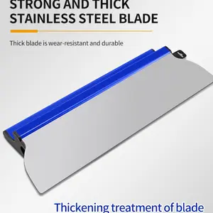 Drywall Skimming Blade with Replaceable Stainless Steel Blade, PVC Handle Wall Leveling Tool for Plaster & Mud Application
