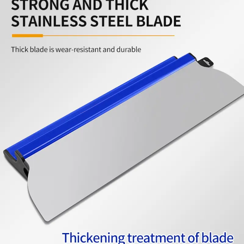 Drywall Skimming Thick Blade with Replaceable Quick Swap Stainless Steel Blade, PVC Ergonomic Handle Wall Leveling Tool for Plaster & Mud Application, Ergonomic Grip