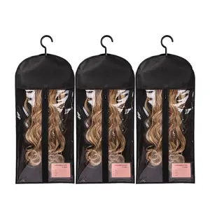 3PCS New Wig Storage Bag With Hook Wig Storage Hanger Zipper Transparent Dustproof Wig Storage Bag, Hair Extension Holder Wig Bag Wig Storage For Multiple Wigs Holder Hair Extension Hanger Wig Tool Wigs Accessories For Salon & Home Use