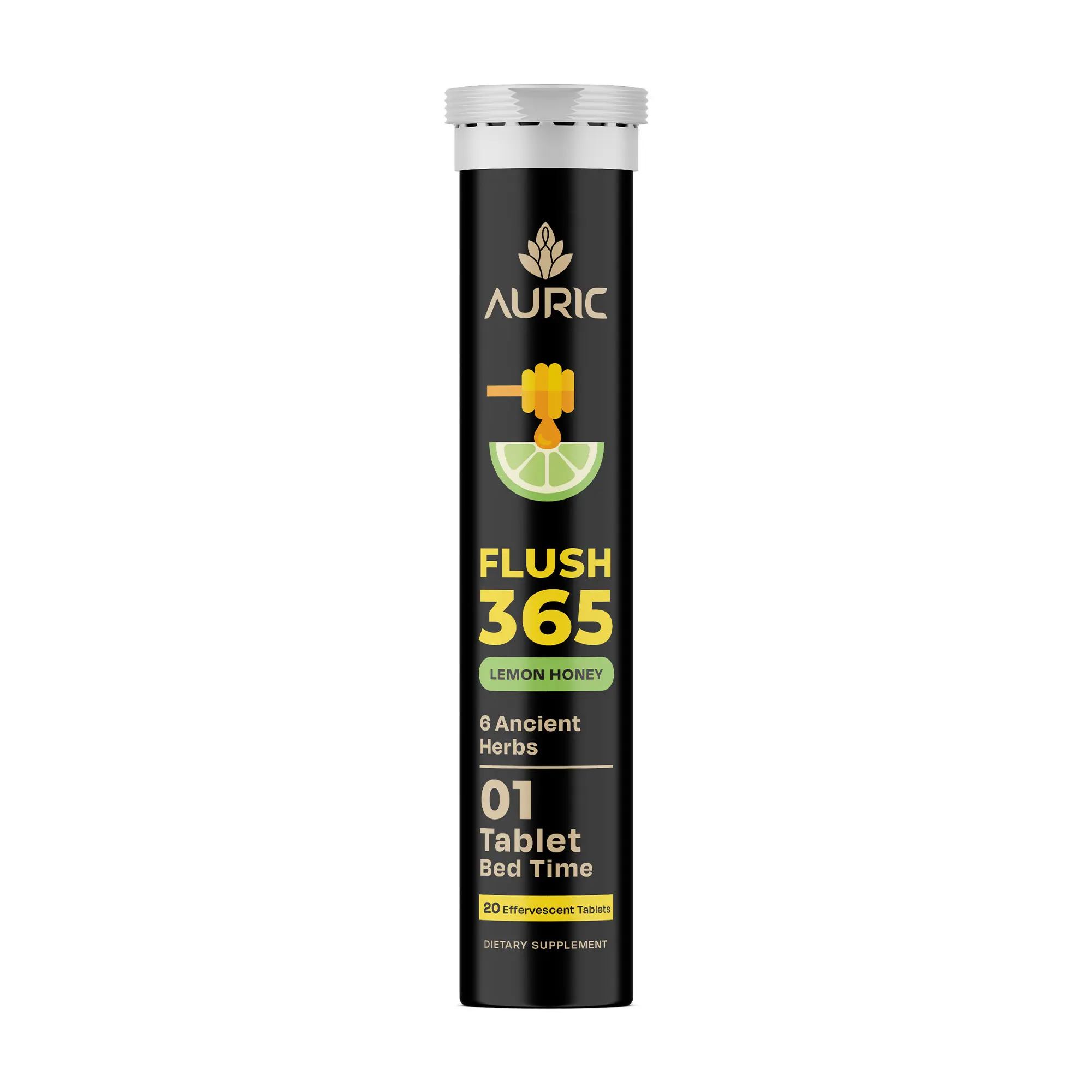 Auric Flush 365 Effervescent Tablets | Herbal Wellness Support Formula | Plant-Based | Honey Lemon Flavor