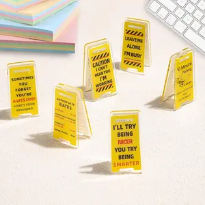 Funny Sticky Note Holder - 6 Pack Note Holder Clips, Overstimulated Desk Sign for Office, Hilarious Desk Signs for Coworkers, Perfect Funny Office Gifts