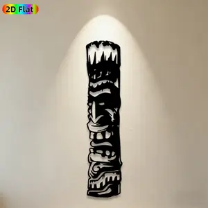 1pc Tiki Totem Metal Wall Art, Intricate Tiki Totem Statue Mural, Ideal Gift for Summer Luau, Tropical Party, Weather-Resistant Metal Wall Decor Wall Sculptures, Perfect for Backyard Fence & Patio Wall, Polynesian Culture Enthusiasts