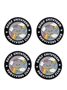 4pcs/set Rainbow Cloud Badge Daily Survivor Club, Dark Humor Design, Durable Metal Brooch, Office Stress Relief Gift