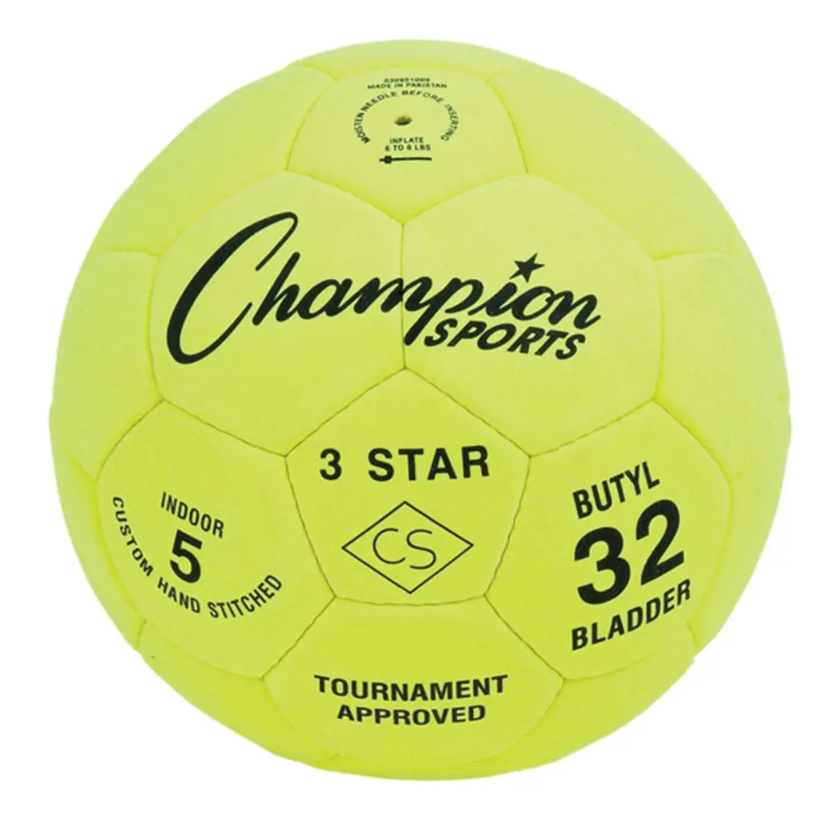 212 MAIN 3-Star Size 5 Futsal Soccer Ball - Yellow & Black, Suede Cover, Hand-Sewn Sportsball for Indoor & Outdoor Ball Sports Use, Sports & Outdoor Gear, Footballequipment