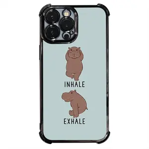 Phone Case - 1PC Unit of Inhale Exhale Hippopotamus Hippo Yoga Electroplating Protective Case Cover with Enhanced Cushioning And Impact Resistance, Compatible with for iphone Models 17, 16, 15, 14, And 13 Pro Max