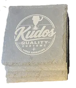 4 Pack Custom Laser Engraved Stone Coasters