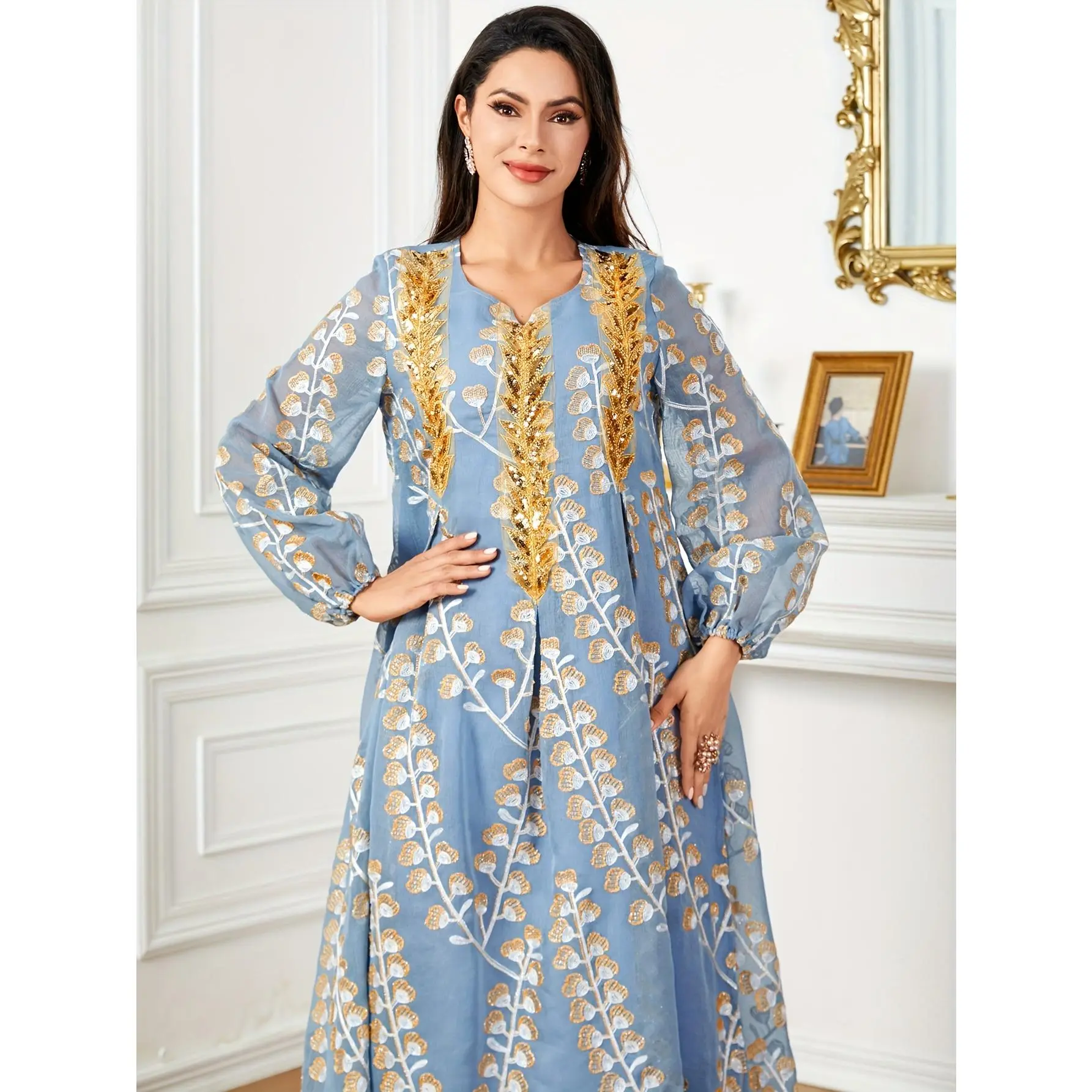 chinese dress ladies Loose Batwing Long Sleeve Abaya Dress for Arab Dubai Turkey Middle