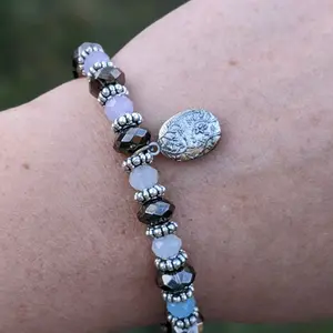 Handmade locket bracelets with rainbow pattern beads