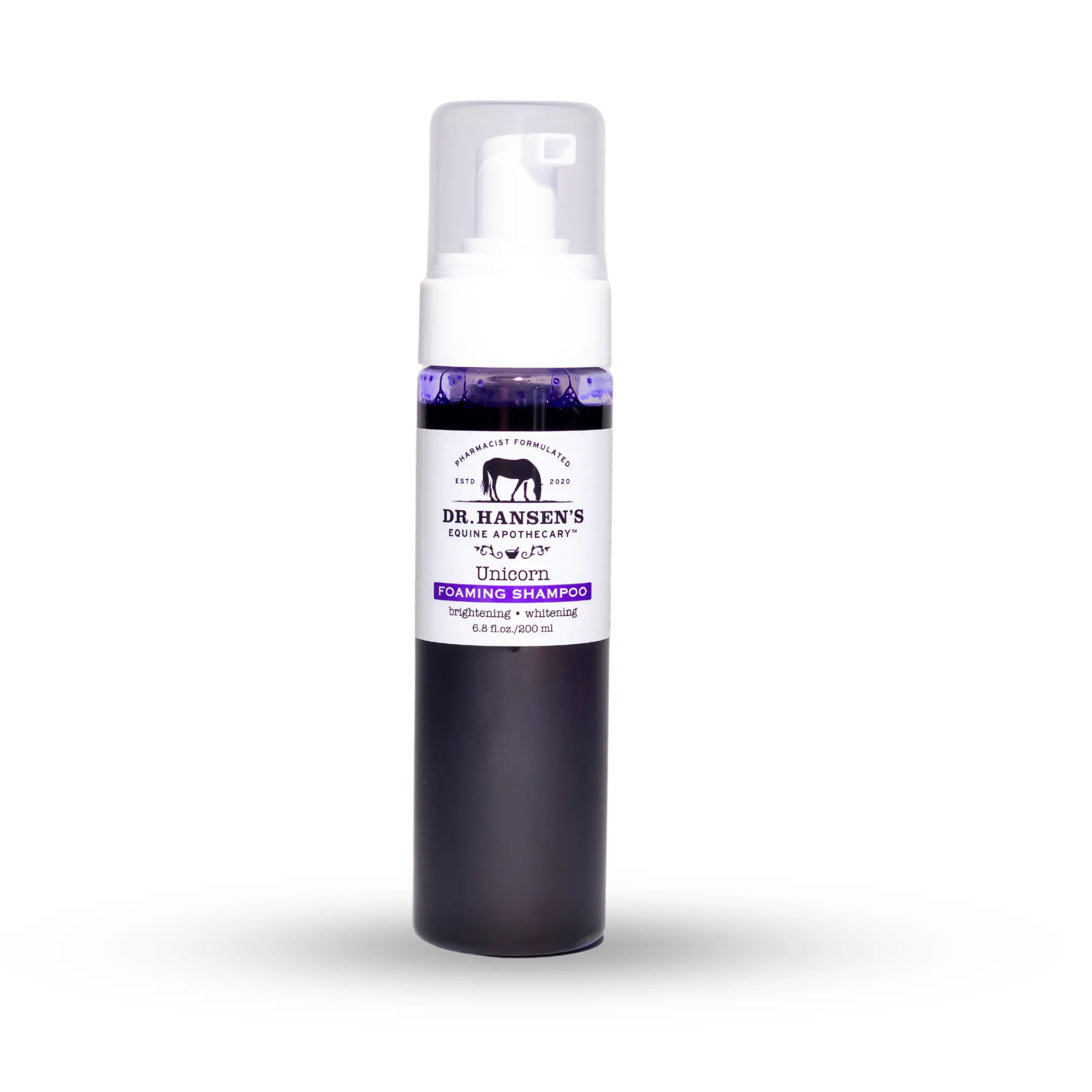Dr. Hansen's Equine Apothecary Unicorn Foaming Shampoo - Potent Whitening Formula for Horses - Sparkling & Foaming Dispenser for Superior Results