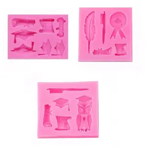 3 Sets DIY Candy Pudding Chocolate Molds, Graduation Silicone Molds, Doctor Hat Diploma Scroll Cake Decor Set, Mold Kit for Baking