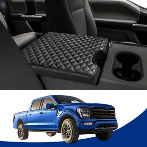Center Console Cover for  F150 2015-2022, F250 F350 F450 F550 2017-2022, PU Leather  Interior Accessories, Armrest Cover Middle Console Box Lid Protector Pad (40/20/40 Jump Seat Only), Black