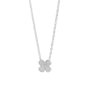 Arria Premium White Gold Tone Cubic Zirconia Clover Pendant Necklace