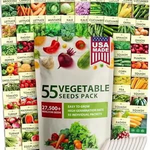 HOME GROWN 27,500+ Heirloom Vegetable & Fruits | 55 Variety Garden Survival Gear and Supplies Prepper Supplies | Non GMO Gardening Seed Starter Kit | Gifts for Men Women