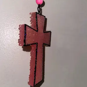 Glittered Pink Cross Car Freshener
