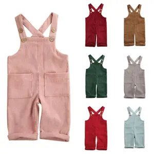 Toddler Baby Boy Girl Corduroy Overalls Solid Suspender Bib Pants  Strap Jumpsuit Pocket Fall Winter Outfit