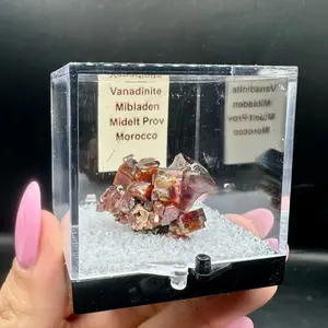 Vanadinite from Mibladen Midelt Prov Morocco Natural Crystal Specimen in Display Case