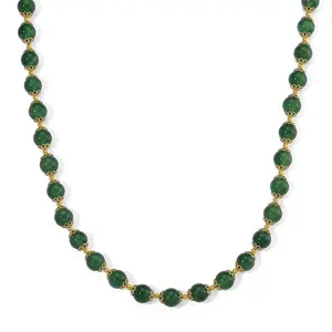 Shop LC Green Onyx 200.00 ctw Beaded Necklace in Goldtone 18-20 Inches