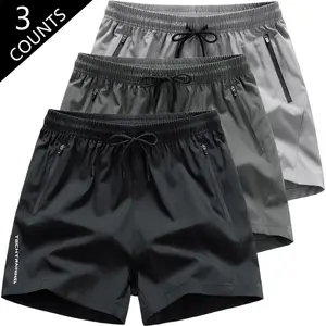 3-Pack Kids’ Quick-Dry Sports Shorts — Lightweight version with safety zipper pockets + breathable elastic waistband running shorts, suitable for school, soccer training, and everyday outdoor play