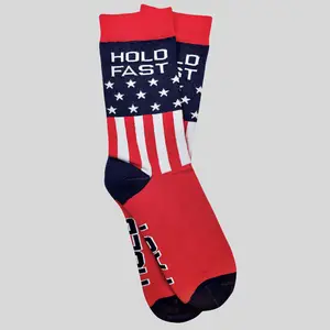 Patriotic American Flag Socks for Men, Breathable Cotton Blend Crew Style with Padded Sole and Comfortable Fit