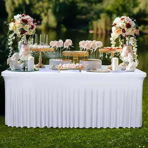 1/2/4/6/8/10 pieces, spandex stretch tablecloth, rectangular sign-in tablecloth, party tablecloth, banquet tablecloth, skirted tablecloth, versatile tablecloth, suitable for parties, birthdays, weddings, meetings, holidays, and other occasions