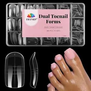 300 Pcs Toe Dual Nail Forms for Poly Extension Gel, EBANKU Toenail Dual Forms Reusable Full Cover Molds for French Tip Acrylic Toenails Pedicure for Salon & DIY at Home 15 Sizes , Design YOUR Valentine‘s Set