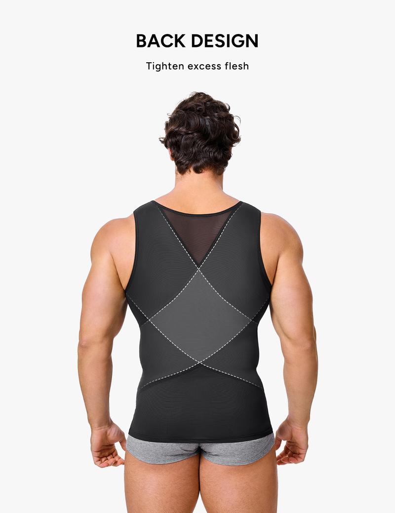 【Nebility】Men’s Mesh Fabric Breathable Compression Shapewear Vest – Slim-Fitting, High Elasticity, Seamless Menswear for Daily Wear Tummy Control