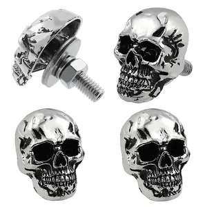 Decorative Cool Funny License Plate Screw Fasteners Bolts Frame Kit 4 Pcs Aluminum Alloy Universal Fit Most Cars Truck Motorcycle Vehicle Silver