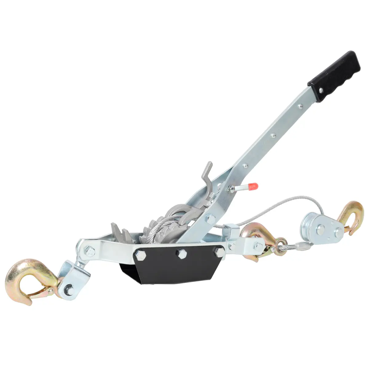 2-Ton Dual Gear Hand Winch Puller with 12FT Steel Cable & 3 Safety Hooks Heavy Duty for Construction Towing DIY Compact Portable TowingTool ManualWinch - Vehicle