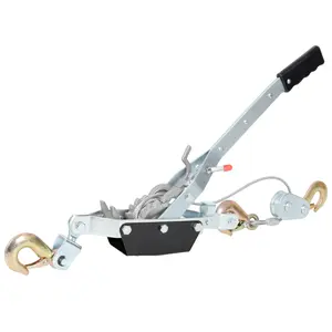 2-Ton Dual Gear Hand Winch Puller with 12FT Steel Cable & 3 Safety Hooks – Heavy Duty Hand Cable Puller for Construction, Towing, DIY