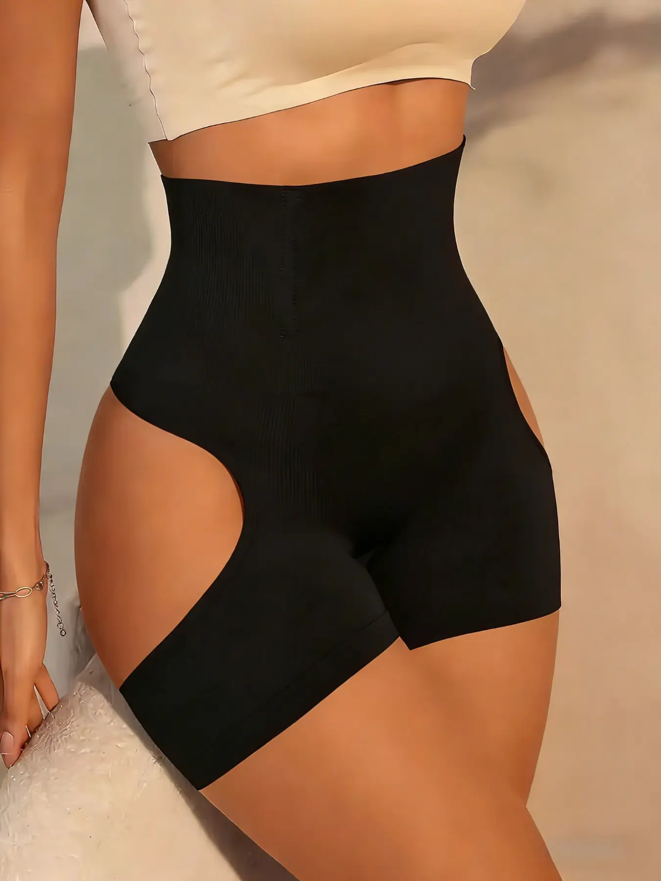 1 Count Women's High Waist Butt Lifter Shapewear Shorts, Underwear, Fashionable Fajas, Tummy Control Body Shaper, Hollow Out Design, Solid Color Shaping Bottoms, Suitable for Daily Wear, Parties and All Occasions
