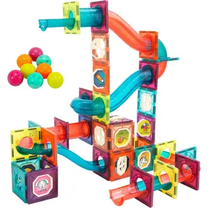 Magnetic Building Blocks STEM Educational Toys for Kids Ages 4-12, Ball Track and 3D Stacking Construction Set