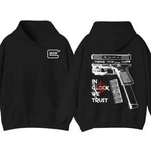 Women's 2-Sided Cotton Hoodie - Gun Enthusiast Graphic Pullover, Biker Style Streetwear Casual Apparel
