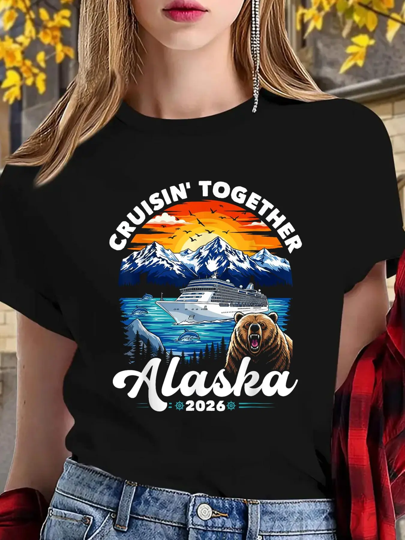 100% cotton women tshirt Alaska Cruise 2026 Family Friends Group Alaskan Matching T-Shirt Print Round Neck Short Sleeve Streetwear Fashion Breathable Soft Unisex Designer Clothes For Women Casual Clothes