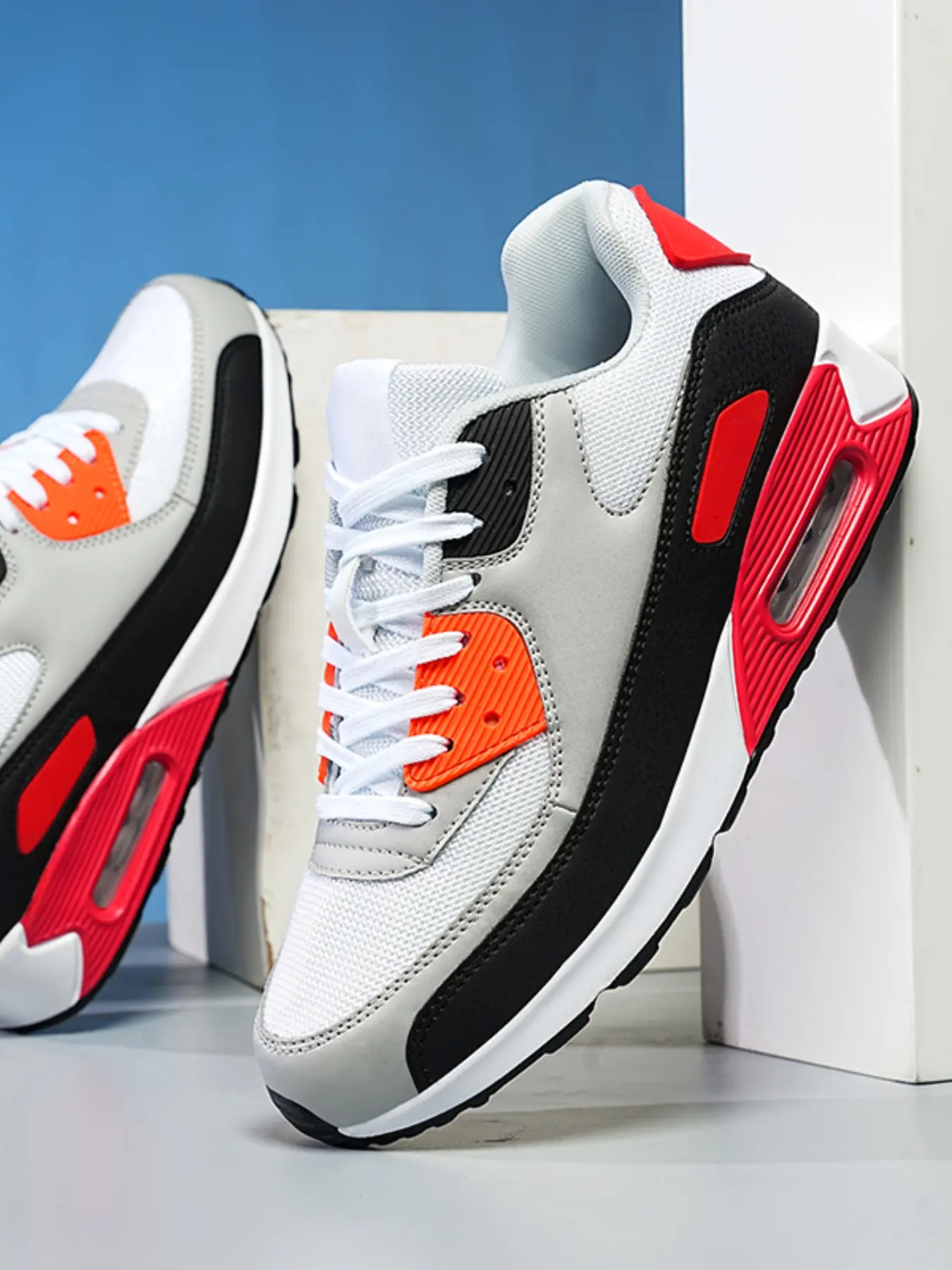 Men's Fashion Walking Shoes with Air Cushion, Sporty Breathable Mesh Patchwork Design, Colorblock Running Shoes, Non-Slip Lightweight Running Sneakers, Versatile Athletic Running Shoes for Runners, Athletic Running Trainers