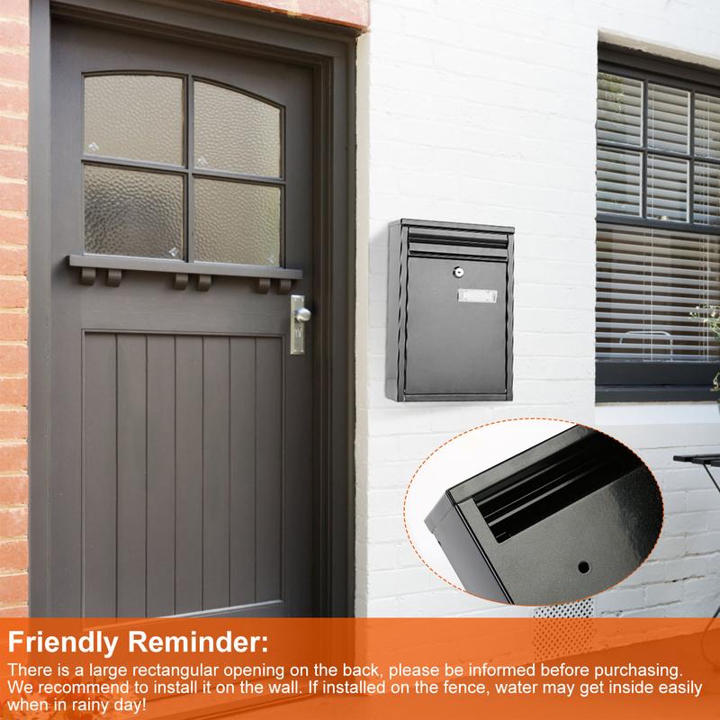 Wall Mount Mailbox Lockable Galvanized Iron Letter Post Box with 2 Keys for Outside Home Office Secure Mailbox with Easy Wall Mounting & Durable Construction