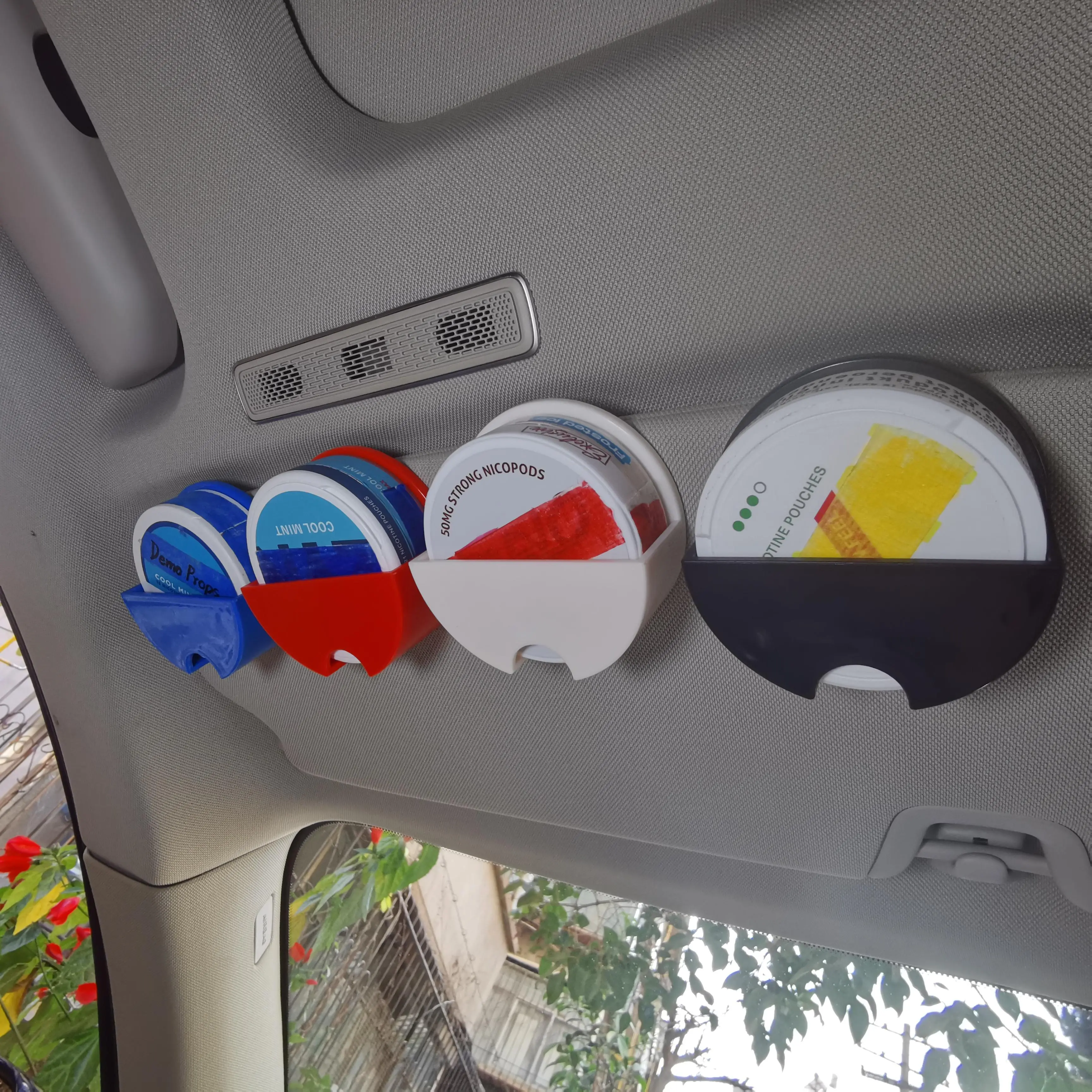 (FS) Upgraded Car Visor Dip Can Holder - Car Organizer, Auto Accessories - Stronger ABS, Bigger Fit, Sleek Finish, Tool-Free Mount, Quick Access - For Round Cans, Nicotine Pouches (ZYN, VELO, ZONE, PABLO, KILLA, FOX) - Father's Day Gift, Summer Wins, Acce
