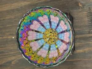 ARTEMISIA Iridescent Blessing Character Ceramic Teacup | Handcrafted Color-Shifting Glaze Tea Cup with "Fu" Pattern | Chinese Kung Fu Tea Ware