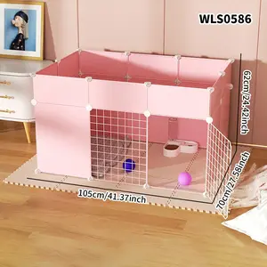 Adjustable Rabbit Fence, Modular Small Pet Enclosure, Resin Plastic & Wire Mesh, Ideal for Guinea Pigs, Rabbits, Small Dogs & Cats