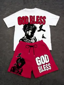 Men's Colorblock Loose Two-Piece Set, Outfit, Soft T-Shirt & Elastic Waist Shorts, Street Style, Streetwear, Hip Hop & Summer Casual Wear
