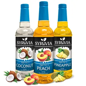 Syruvia Sugar Free Variety Pack - Coconut, Peach & Pineapple Syrup 25.4 Fl oz (3-Pack)