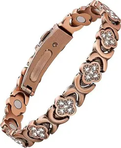 Stunning Infinite Clover Copper Bracelet for Women - Sparkling Cubic Zirconia Magnetic Therapy Jewelry, Adjustable, Perfect Gift for Mom, Wife & Friends