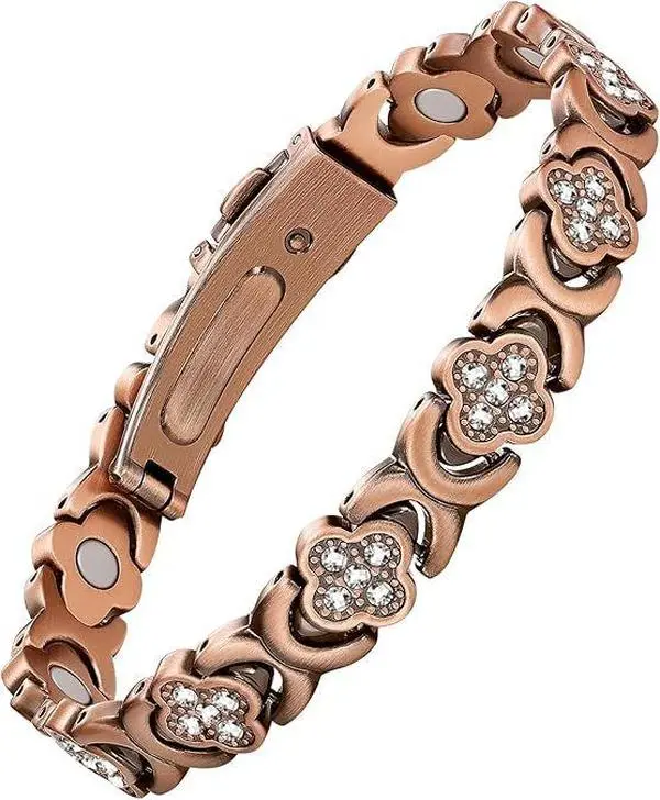 Stunning Infinite Clover Copper Bracelet for Women - Sparkling Cubic Zirconia Magnetic Therapy Jewelry, Adjustable, Perfect Gift for Mom, Wife & Friends