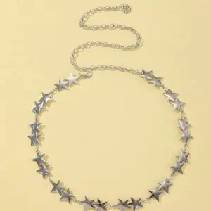 [Christmas boutique] Sweet star pants chain metal thin waist chain with skirt all-match personality chain five-pointed star belt body chain gift