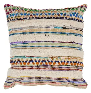 HomeRoots 516742 18 x 18 x 18 in. Multi Color Striped Zippered 100 Percent Cotton Throw Pillow - Set of 2