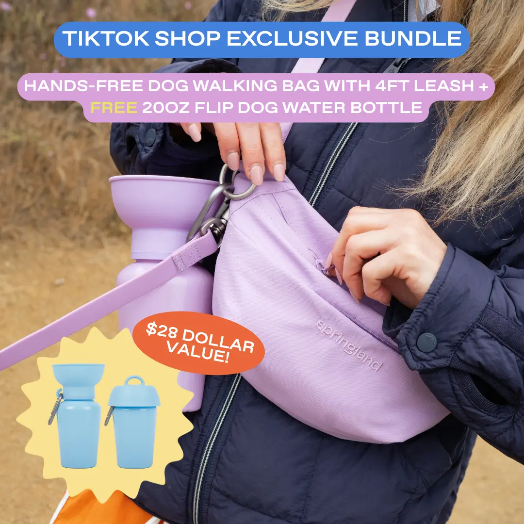 TikTok Exclusive: Hands-Free Dog Walking Bag with 4ft Leash + FREE 20oz Flip Dog Water Bottle