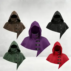 Women's Adult Medieval Hooded Cloak Cape with Adjustable Buckle - Vintage Fantasy Wizard Cosplay Clothes & Accessories for Halloween, LARP, Costume Parties